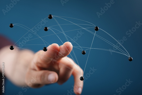 Hand touching digital netwo...