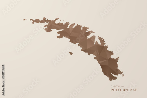 South Georgia and the South Sandwich Islands Map - Polygon Style Vector Illustration in Brown Gradient, Low Poly Geometric Design, Isolated on Beige Background for Infographics and Decoration.