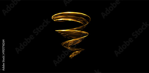 Golden spiral composed of shimmering golden light trails, fireworks, and gold confetti vibe. For holiday marketing campaigns (New Year, Christmas), wedding invitation suites, anniversary announcements