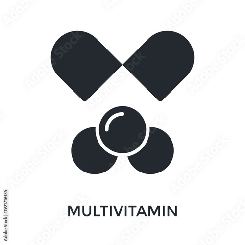 Multivitamin Icon Glyph Style. Vector Illustration For Graphic Design