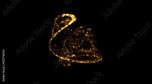 Golden shape composed of shimmering golden light trails, fireworks, and gold confetti vibe. For holiday marketing campaigns (New Year, Christmas), wedding invitation suites, anniversary announcements