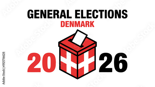 General elections in Denmark with ballot box and flag design for voting 2026