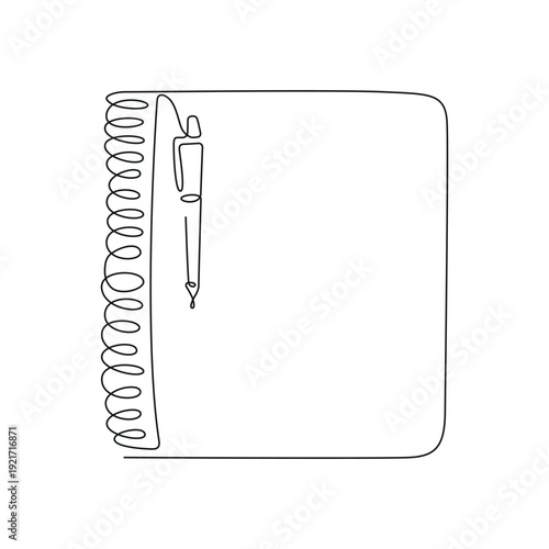 Book open outline. One line vector drawing.
