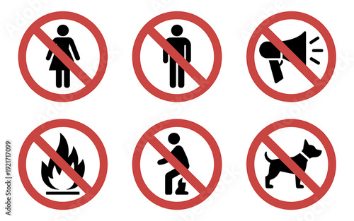 No people dogs fire loudspeaker signs icons set