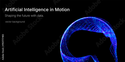 Futuristic data array visualization with flowing particle waves and digital interface representing big data analysis, pattern recognition, artificial intelligence, machine learning vector background