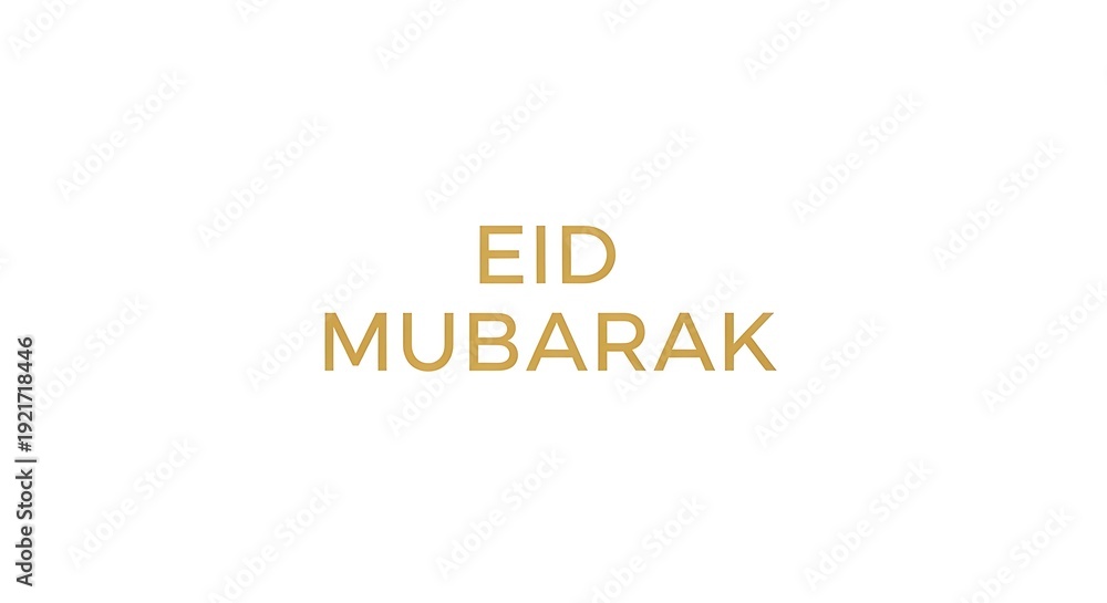 Fototapeta premium Eid Mubarak greeting card with golden text on white background