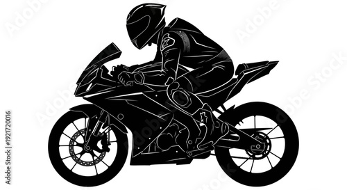 A dynamic silhouette of a motorcycle racer leaning into a turn showcasing speed and agility