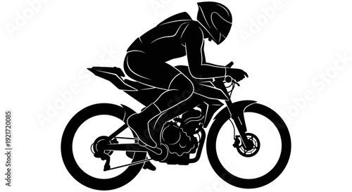 Silhouette of a motorcyclist riding a dirt bike depicted in a dynamic side view illustration high quality