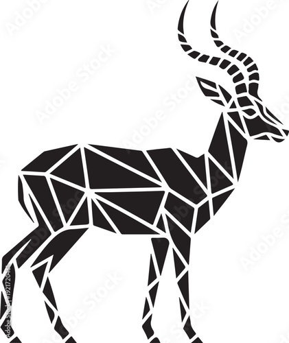Geometric Silhouette of Standing impala, Low Poly Style