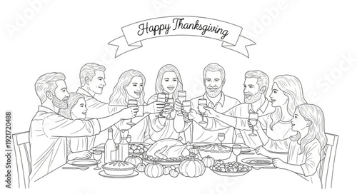 Last Supper Sketchy Illustration People Dining.