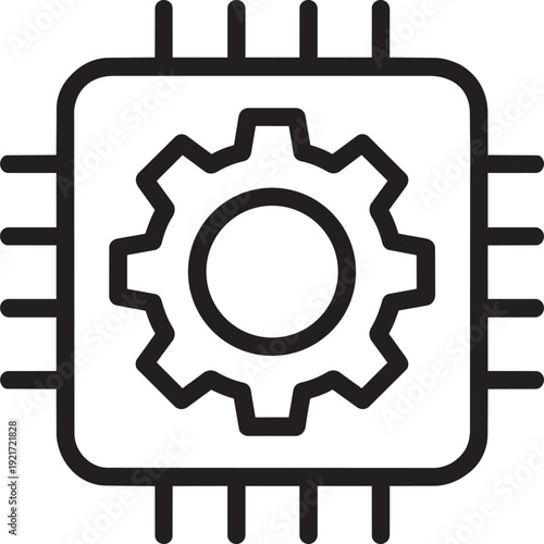 Computer microchip processor enclosing a mechanical gear representing hardware system settings and advanced electronic core computing power