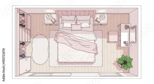 Luxury Hotel Room Floor Plan Design.