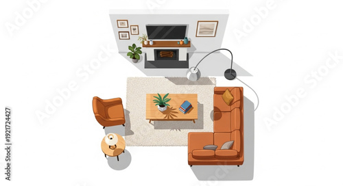 Living Room Interior Design Illustration.