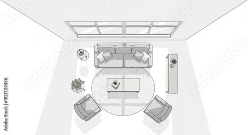 Living Room Interior Design Illustration.