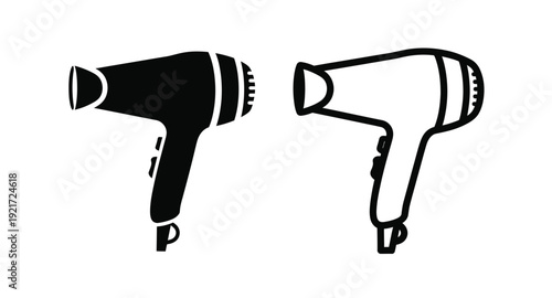 Two hair dryers in black showcasing a distinct silhouette