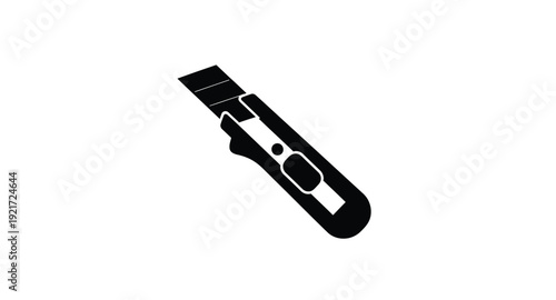 Black utility knife icon on a white background simple silhouette