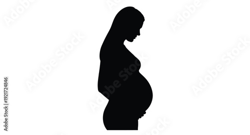 Pregnant woman in profile a striking black form silhouette