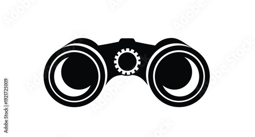 Black binoculars graphic against a white background a striking silhouette