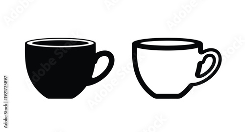 Two black cups displayed side by side in a simple silhouette