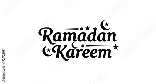 Ramadan kareem calligraphy with crescent moon and stars a dark silhouette