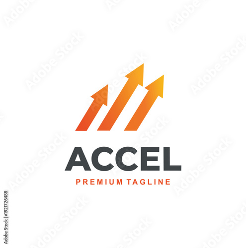 Three dynamic gradient arrows representing acceleration and financial success.