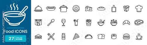 Food Thin Line Icon Set