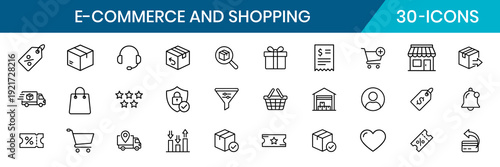 Ecommerce and Shopping Thin Line Icon Set