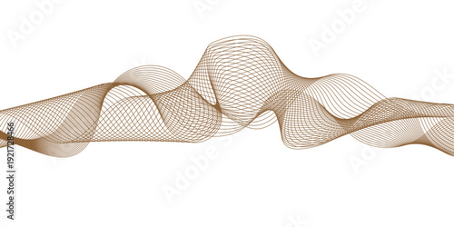 Abstract 3d golden ribbon wave design with blue vector lines creates a professional business backdrop and fashion accessory pattern on a white clothing wallpaper illustration.