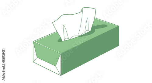 A simple illustration depicts a rectangular tissue box with a partially pulled out tissue high quality professional