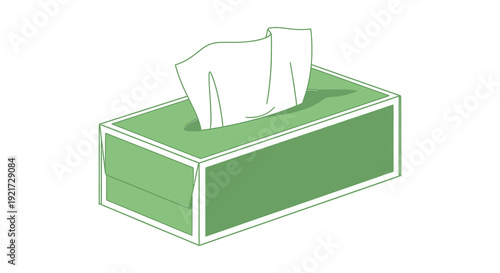 A simple illustrative depiction of a green tissue box with a partially pulled out tissue high quality