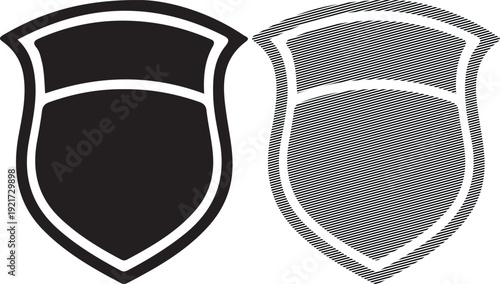 Shield Icons in Black and Grey on White Background