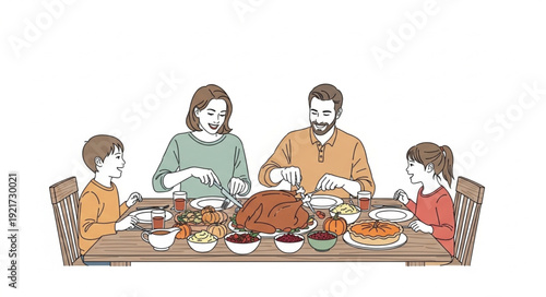 Family Gathering Around Dinner Table.