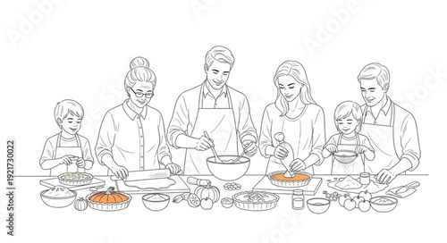 Family Gathering Around Dinner Table.