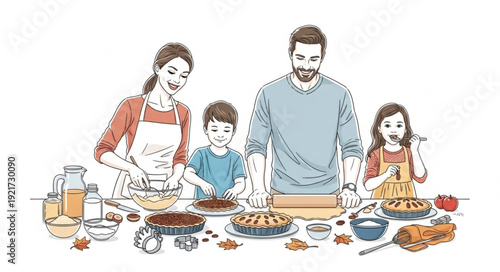 Family Gathering Around Dinner Table.
