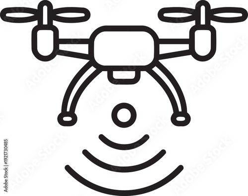 Simple line icon of an unmanned aerial vehicle drone illustrating modern remote controlled flying technology and automation