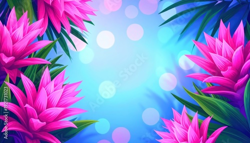 Vibrant pink flowers against serene blue background art nature s beauty pink petals contrast with deep blue hues