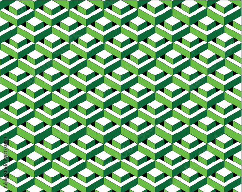 Vintage style seamless geometric pattern featuring green diamond shapes for vector wallpaper and textile fabric design