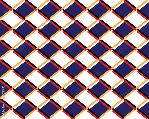 Red and white seamless geometric pattern featuring abstract diamond shapes and vintage textile textures for a retro vector wallpaper tile design