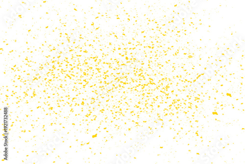 Yellow confetti sprinkled across light background.