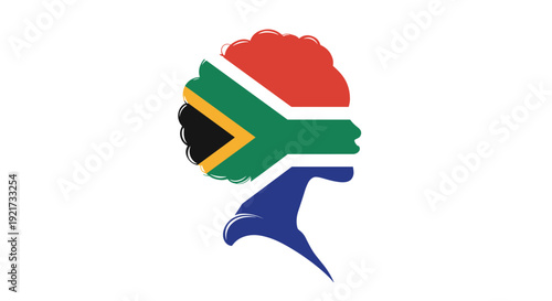 Silhouette of a woman profile with south flag colors