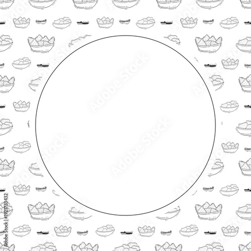 hand drawn chips circle frame background