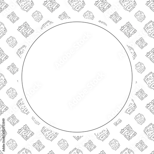 hand drawn chips circle frame background