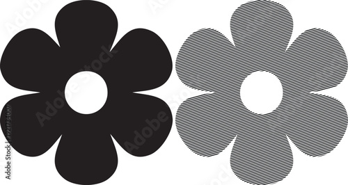 Black and Grey Flowers Isolated on White Background