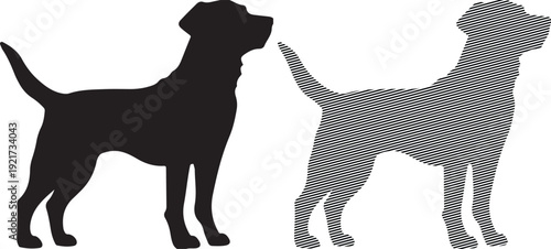 Dog Silhouettes Standing on White Background