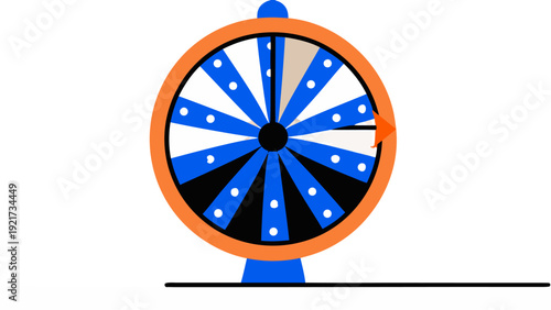 Vibrant wheel of fortune spinning with colorful sections