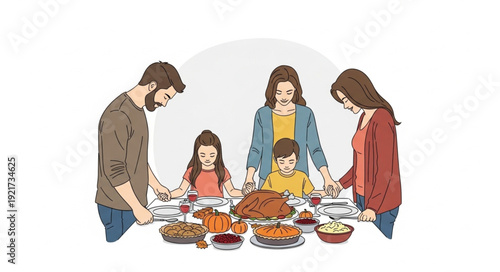 Family Gathering Around Dinner Table.