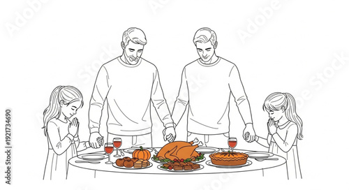 Family Gathering Around Dinner Table.