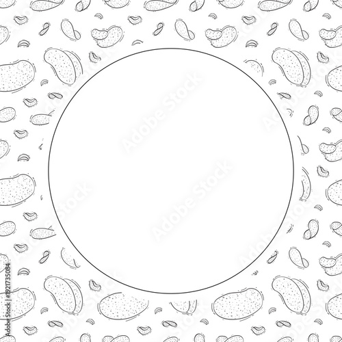 hand drawn chips circle frame background