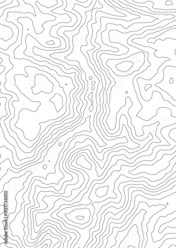 Curvas de nivel sobre fondo blanco. Mapa Topográfico 