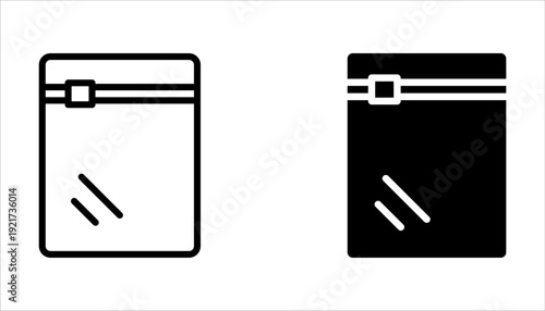 Zip bag icons set on white background